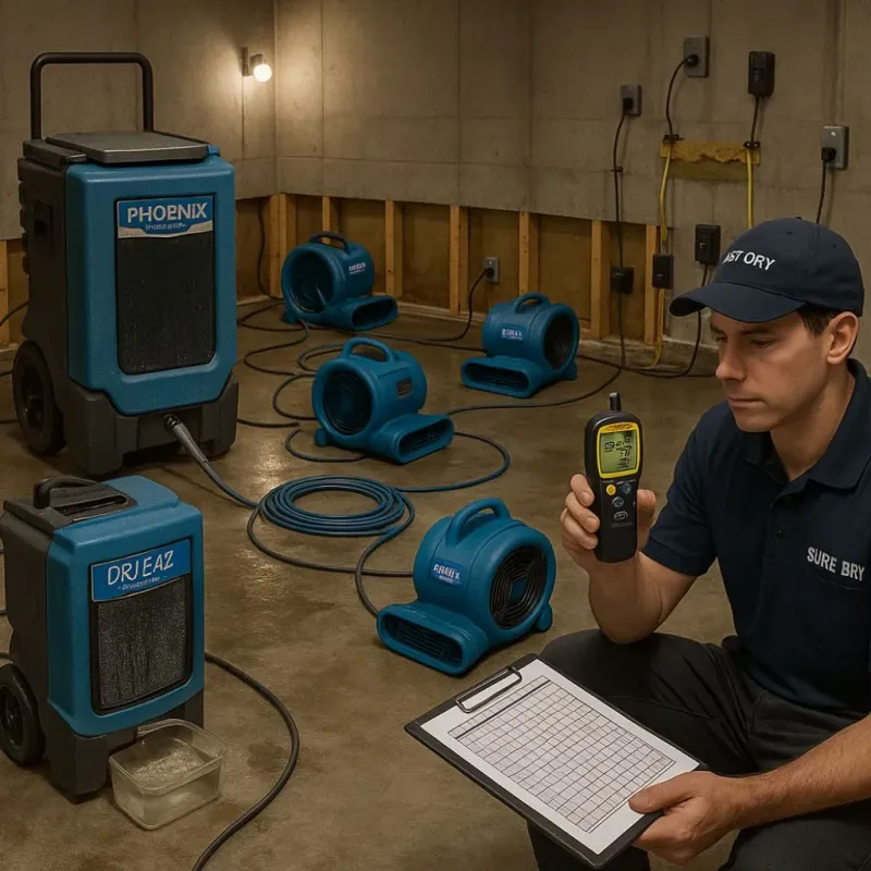 Structural Drying and Dehumidification process in Eddington, ME